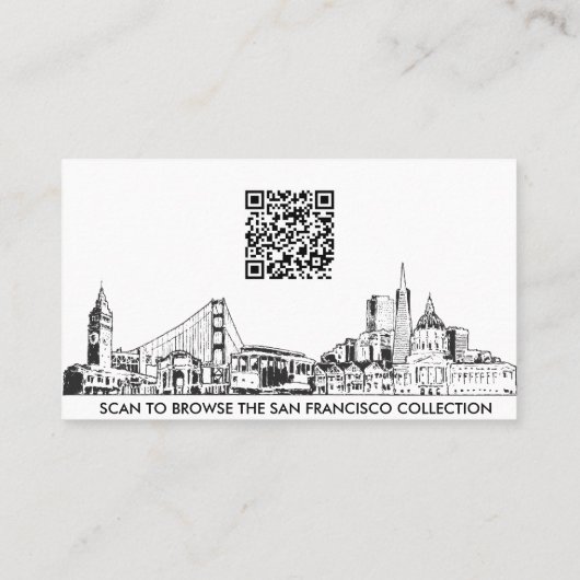 Carte De Visite Code QR simple San Francisco Skyline (Dos)