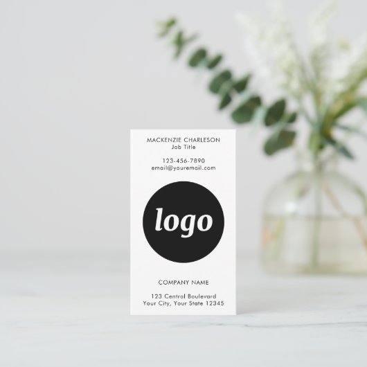 Carte De Visite Code QR simple texte de logo Format vertical (Debout devant)