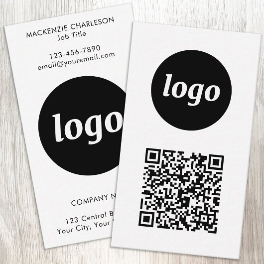 Carte De Visite Code QR simple texte de logo Format vertical