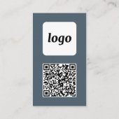 Carte De Visite Code QR simple texte de logo vertical gris charbon (Dos)