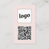 Carte De Visite Code QR Simple Texte Logo Vertical Rose Pâle (Dos)