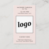 Carte De Visite Code QR Simple Texte Logo Vertical Rose Pâle (Devant)