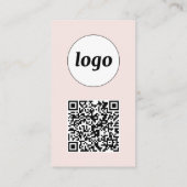Carte De Visite Code QR Simple Texte Vertical Rose Blush (Dos)