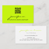 Carte De Visite Code QR simple vert néon (Devant / Derrière)