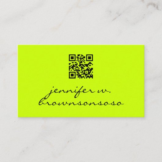 Carte De Visite Code QR simple vert néon (Devant)