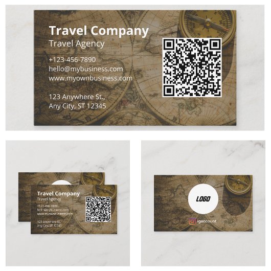 Carte De Visite Code QR Site Agence de Voyages