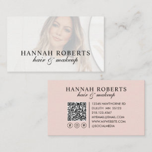 Carte De Visite Code QR social de photo de coiffure et de maquilla