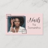 Carte De Visite Code QR social écriture rose blush Photo Technique (Devant)