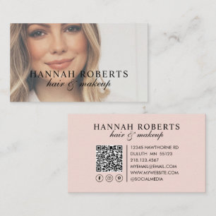 Carte De Visite Code QR Social Photo Maquillage Coiffure Écriture 