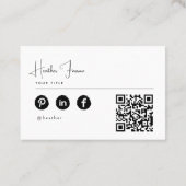 Carte De Visite Code QR Social Photo Professionnel Minimal Moderne (Dos)
