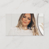 Carte De Visite Code QR Social Script Rose Pâle Photo Maquillage C (Devant)