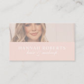 Carte De Visite Code QR Social Script Rose Pâle Photo Maquillage C (Devant)