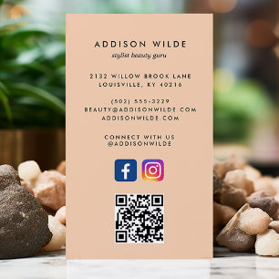 Carte De Visite Code QR Soft Peach Réseaux Sociaux Instagram Faceb