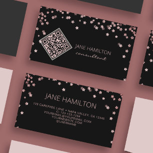 Carte De Visite Code QR Strass Rose Moderne
