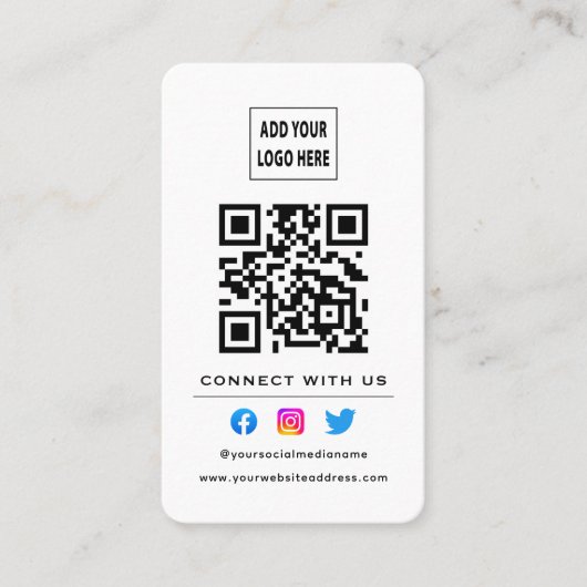Carte De Visite Code QR Suivre l'analyse pour se connecter avec no (Devant)