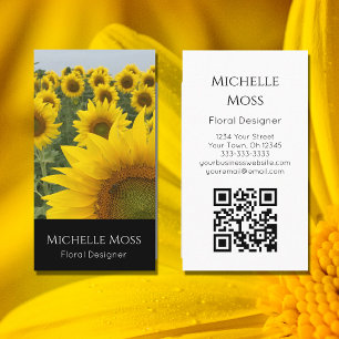 Carte De Visite Code QR Sunflowers Photo Designer Floral moderne
