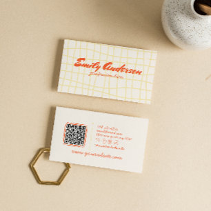 Carte De Visite Code QR Super dessiné à la main colorée rétro