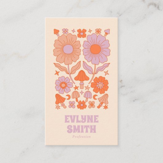 Carte De Visite Code QR Super Floral Boho (Devant)