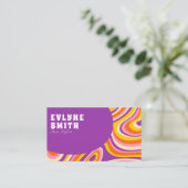 Carte De Visite Code QR Super rétro les années 70 psychédélique un (Debout devant)