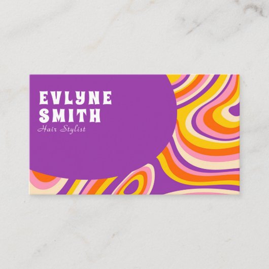 Carte De Visite Code QR Super rétro les années 70 psychédélique un (Devant)