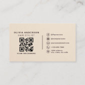 Carte De Visite Code QR sur papier beige pour coiffeur moderne (Dos)