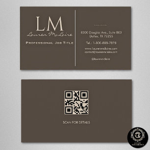 Carte De Visite Code QR Taupe Élégant