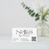 Carte De Visite Code QR Tech Ongles Salon Script Moderne (Debout devant)