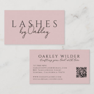 Carte De Visite Code QR Technicien de Cils Minimaliste Rose Pâle