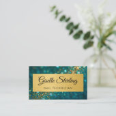 Carte De Visite Code QR Technicien de Manucure Luxe Paillettes Sar (Debout devant)