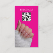 Carte De Visite Code QR Technicien de Manucure Rose Chaud Moderne (Devant)