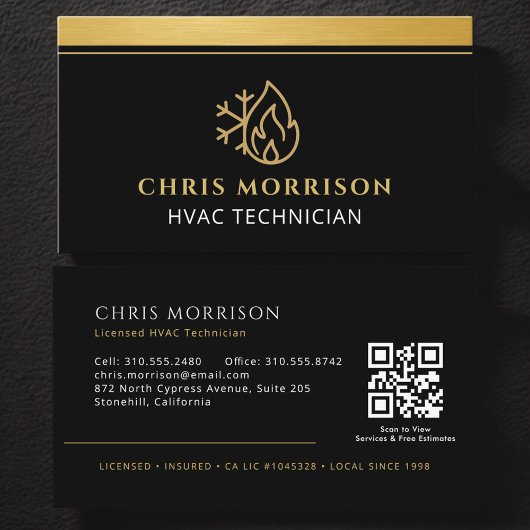 Carte De Visite Code QR Technicien Entreprise de CVC