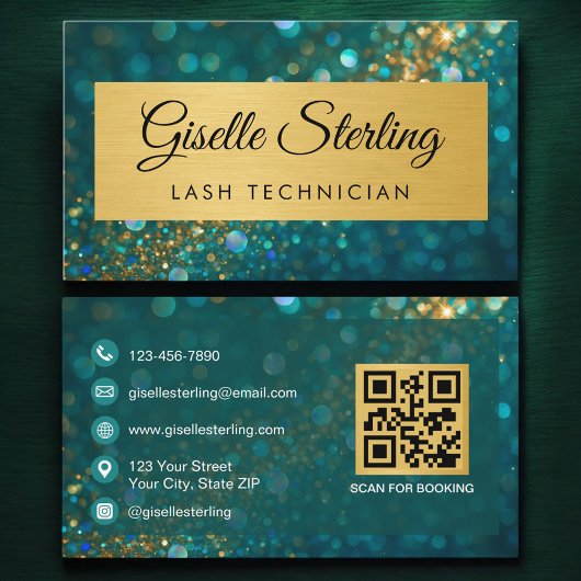 Carte De Visite Code QR Technicienne de Cils de Luxe Paillettes Sa