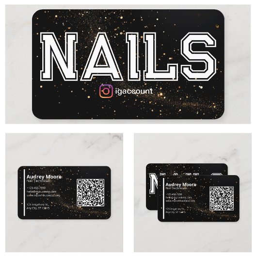 Carte De Visite Code QR Technicienne de Vernis à Ongles Profession