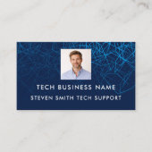 Carte De Visite Code QR Technologique Professionnel Moderne Bleu U (Devant)