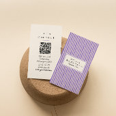 Carte De Visite Code QR tendance pour les rayures de main violette