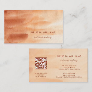 Carte De Visite Code QR Terracotta Fond simple aquarelle