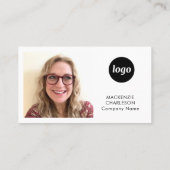 Carte De Visite Code QR texte de logo de photo simple (Dos)