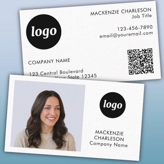 Carte De Visite Code QR texte de logo de photo simple