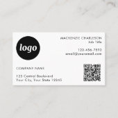 Carte De Visite Code QR texte de logo de photo simple (Devant)