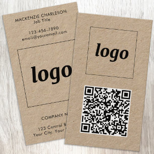 Carte De Visite Code QR texte de logo simple au format vertical