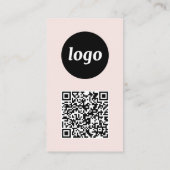 Carte De Visite Code QR Texte de Logo Simple Rose Pâle Vertical (Dos)