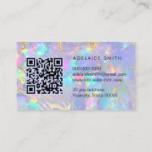 Carte De Visite code QR texture en pierre d'opale bleu pastel (Dos)