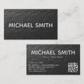 Carte De Visite Code Qr Texture Feuille Noire (Devant / Derrière)