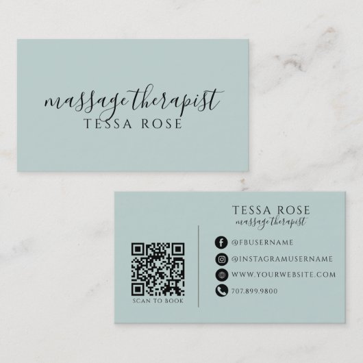 Carte De Visite Code QR Thérapeute de Massage (Devant / Derrière)