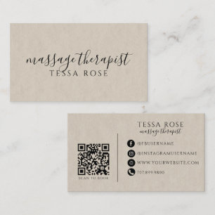 Carte De Visite Code QR Thérapeute de Massage 