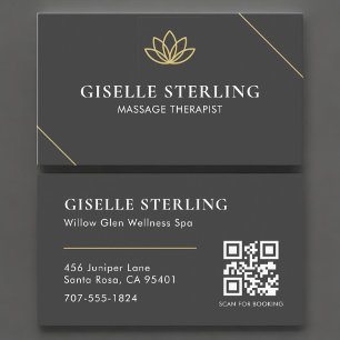 Carte De Visite Code QR Thérapeute de Massage Elegant Spa & Bien-ê