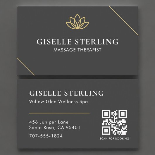 Carte De Visite Code QR Thérapeute de Massage Elegant Spa & Bien-ê