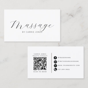 Carte De Visite Code QR Thérapeute de Massage Fleur de Lotus