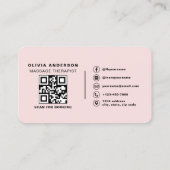Carte De Visite Code QR Thérapeute de Massage Rose Pâle (Dos)