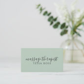 Carte De Visite Code QR Thérapeute de Massage Vert Sage (Debout devant)